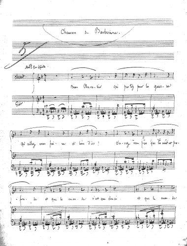 Soubre - Chanson de Barberine - Score