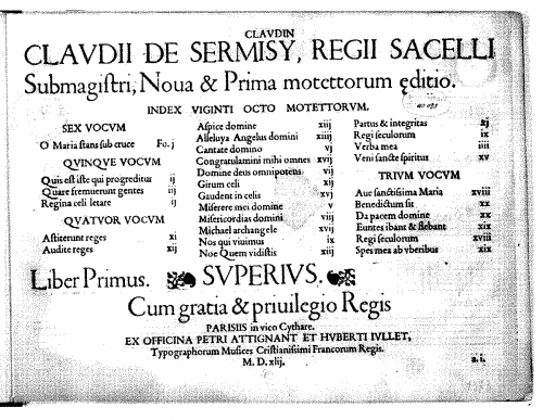 Sermisy - 6 Motets à trois voix (1542) - Scores and Parts - Complete parts