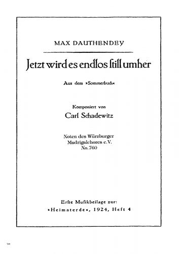 Schadewitz - Jetzt wird es endlos still umher - Score