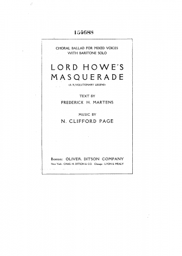 Page - Lord Howe's Masquerade - Vocal Score - Score