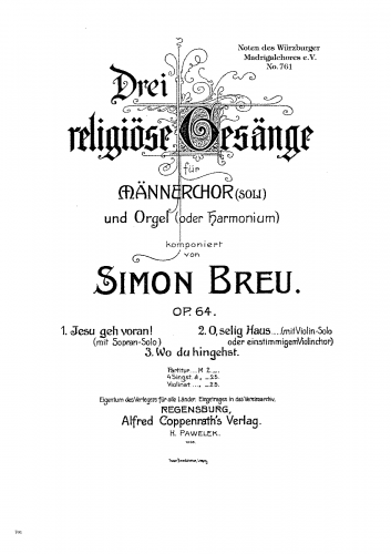 Breu - 3 religiöse Gesänge - Score