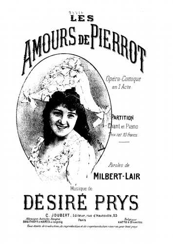 Prys - Les amours de Pierrot - Vocal Score - Score