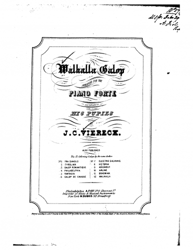 Viereck - 12 Galops - Piano Score 1847 Edition - No. 12 - Walhalla-Galop