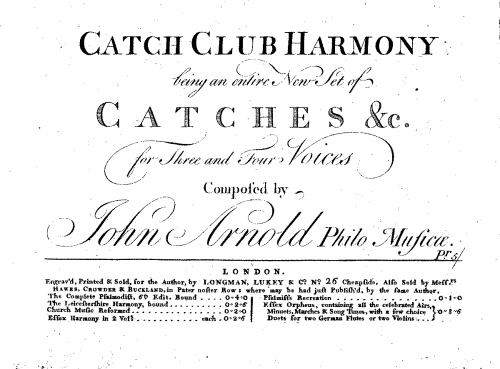 Arnold - Catch Club Harmony - Score