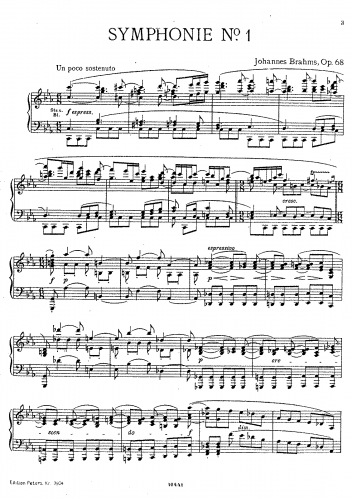 Brahms - Symphony No. 1 - For Piano solo (Singer) - Score