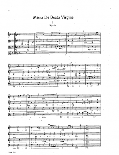 Arcadelt - Missa De Beata Virgine - Score