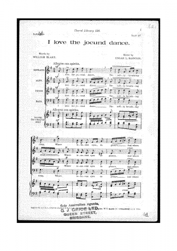 Bainton - I love the jocund dance - Score