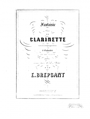 Brepsant - Fantaisie - For Clarinet and Piano - piano score