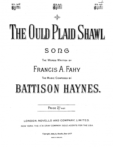 Haynes - The Ould Plaid Shawl - Score