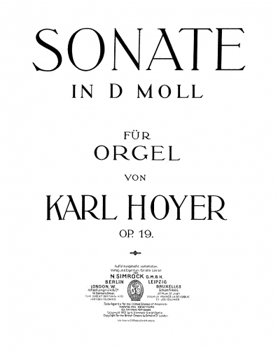 Hoyer - Organ Sonata - Score