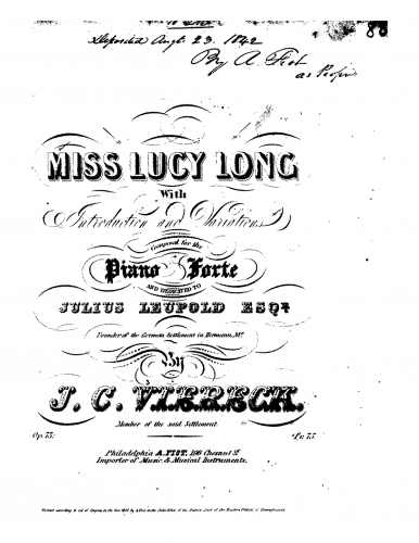 Viereck - Miss Lucy Long - Piano Score - Score