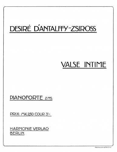 Antalffy-Zsiross - Valse intime - Score