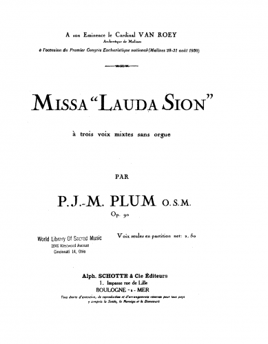 Plum - Missa Lauda Sion - Score