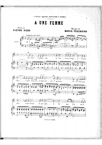 Foscarina - A une femme - Score