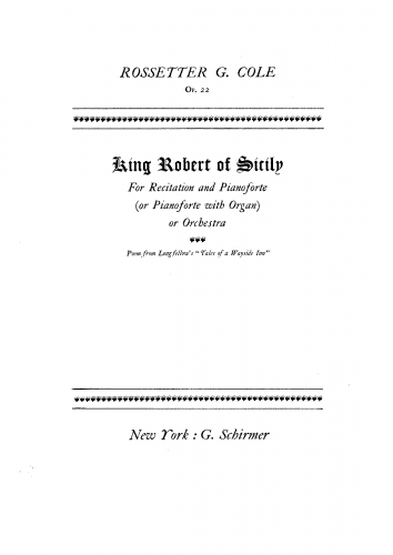 Cole - King Robert of Sicily - Piano Score - Score