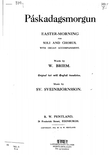 Sveinbjörnsson - Páskadagsmorgun - Score