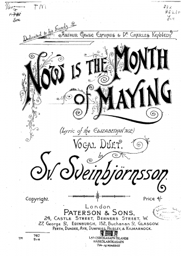 Sveinbjörnsson - Now is the Month of Maying - Score