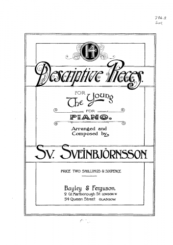 Sveinbjörnsson - 14 Descriptive Pieces for the Young for Piano. - Score