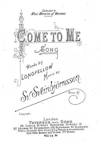 Sveinbjörnsson - Come to Me - Score