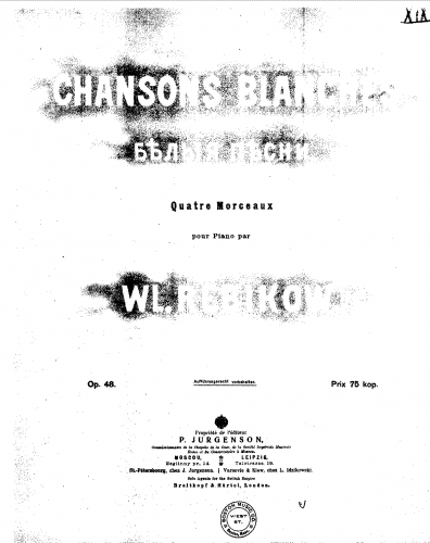 Rebikov - Chansons Blanches, Op. 48 - Score