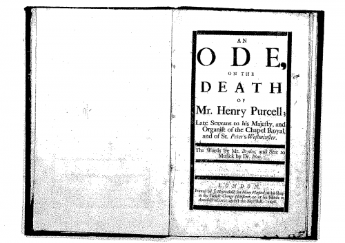 Blow - An Ode on the death of Mr. Henry Purcell - Score