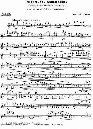 Lefebvre - String Quartet No. 1 - II. Intermezzo scherzando For Flute, Oboe, 2 Clarinets, Bassoon and Horn (Composer)