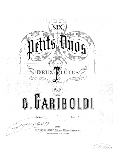 Gariboldi - Duos gradués pour deux flûtes - Lettre B: 6 petits duos pour deux flûtes