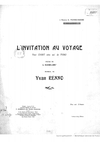 Renno - L'invitation au voyage - Score