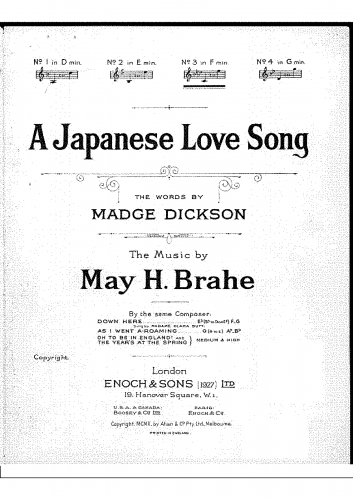 Brahe - A Japanese Love Song - Score