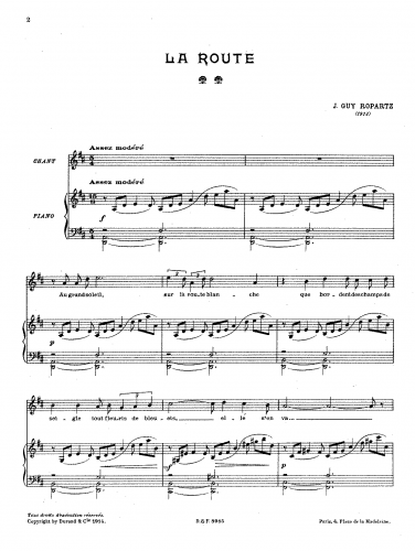 Ropartz - La route - Score