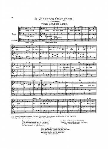 Ockeghem - Dung aultre amer - Score