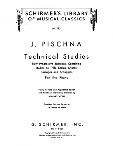 Pischna - Tägliche Studien - Score