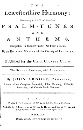 Arnold - The Leicestershire Harmony - Score