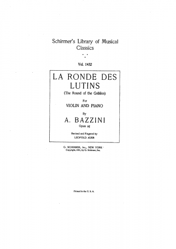 Bazzini - Scherzo fantastique - Scores and Parts