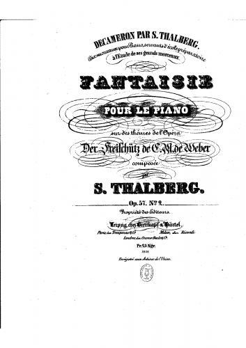 Thalberg - Décaméron - Dix morceaux pour le piano servant l'école préparatoire à l'étude de ses grandes compositions - Score