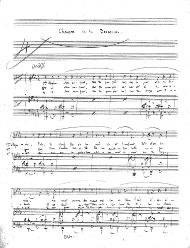 Soubre - Chanson de la berceuse - Score