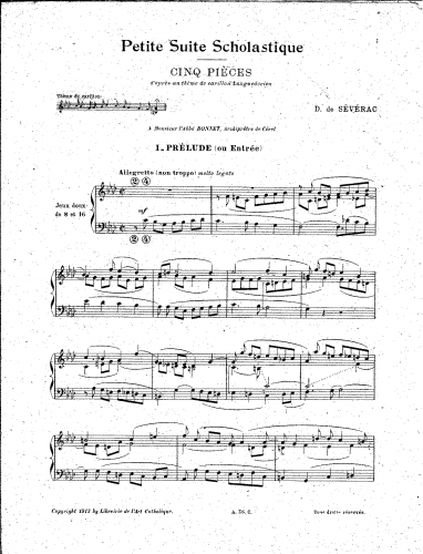 Séverac - Petite Suite Scholastique - Score