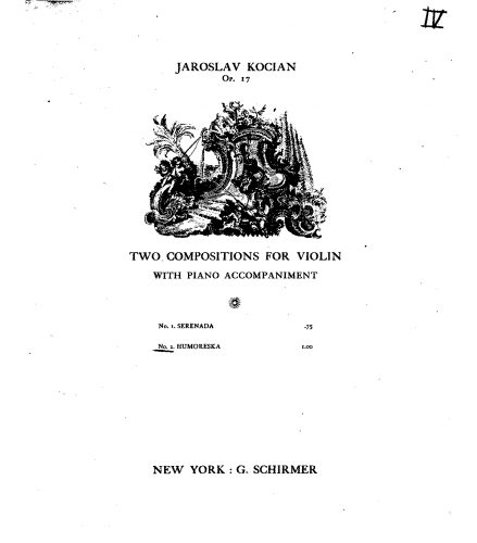 Kocián - 2 Compositions for Violin and Piano - Scores and Parts Humoreska (No. 2)