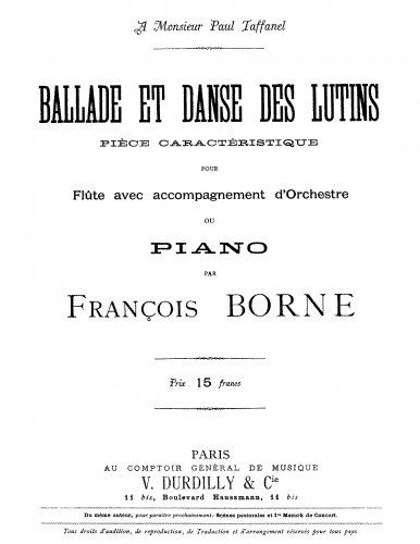 Borne - Ballade et Danse des Lutins - Scores and Parts