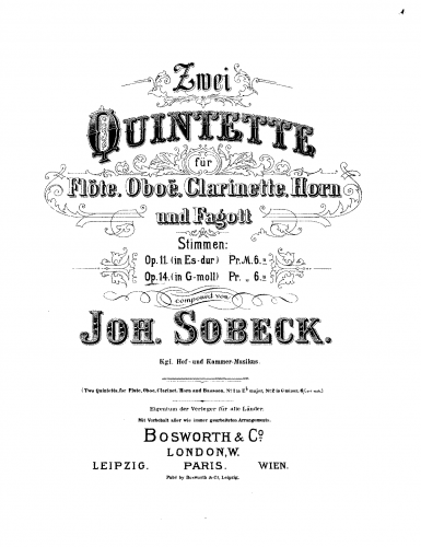 Sobeck - Wind Quintet, Op. 14