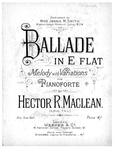 MacLean - Ballade in E-flat major - Piano Score - Score