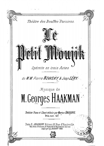 Haakman - Le petit Moujik - Vocal Score - Score