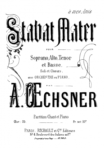 Oechsner - Stabat Mater - Vocal Score - Score