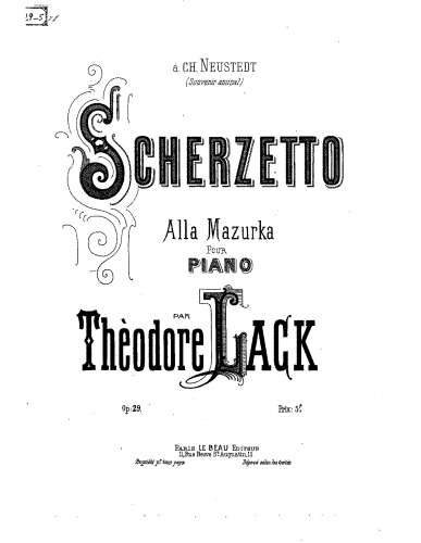 Lack - Scherzetto alla mazurka - Score