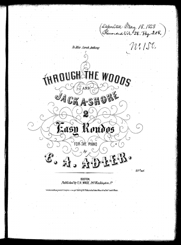 Adler - Through the Woods and Jack A-Shore, 2 Easy Rondos - Score