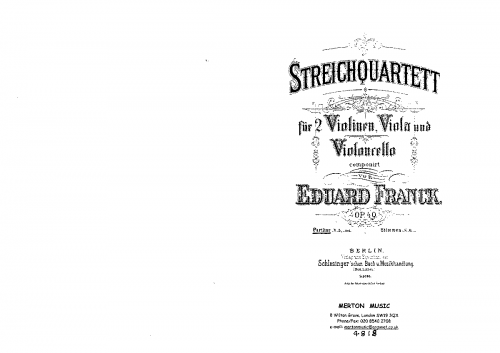 Franck - String Quartet, Op. 49 - Scores - Score