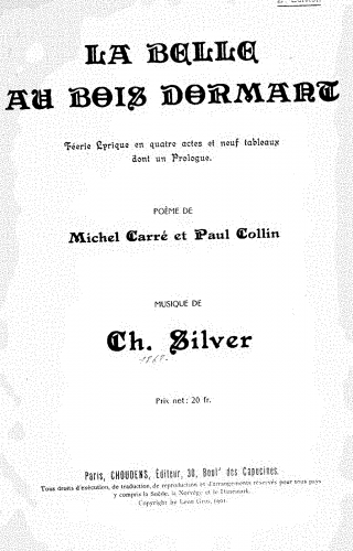 Silver - La belle au bois dormant - Vocal Score - Score