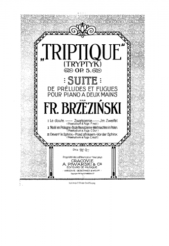 Brzezi?ski - Triptique, Op. 5 - Score