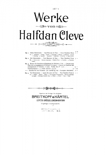 Cleve - Piano Concerto No. 1, Op. 3 - For 2 Pianos (Unknown) - Score