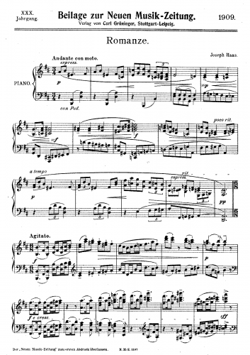 Haas - Romanze in D major - Score